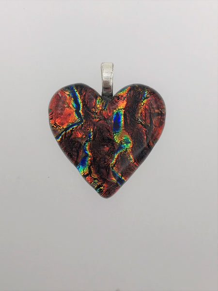 Brown Dichroic Heart Pendant - 1401