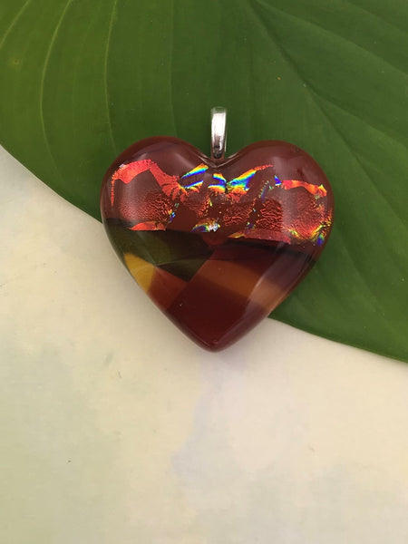 Brown and Amber Heart Pendant - 1011