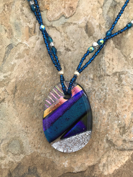 Fused and Beaded Necklace - 3008