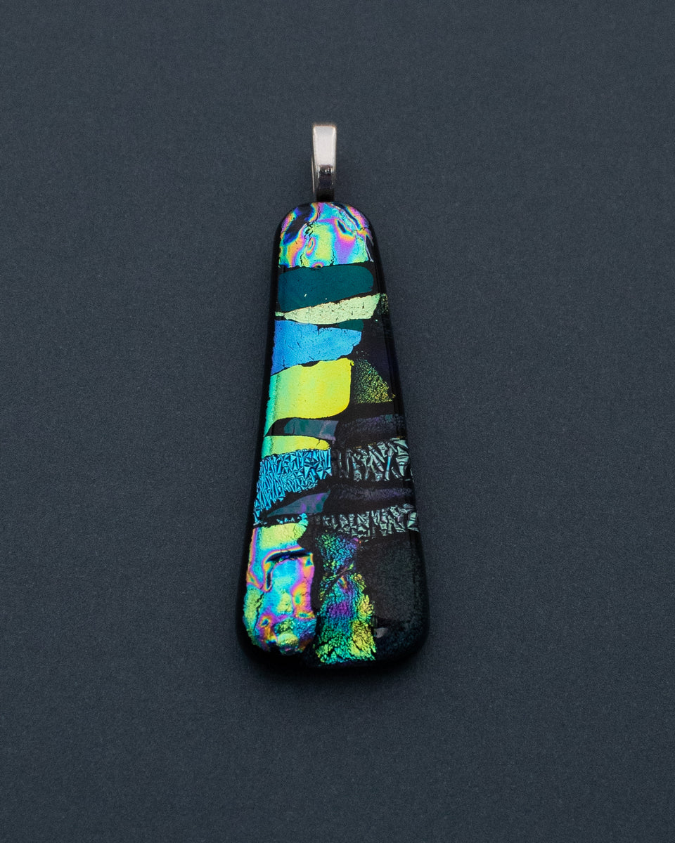Blue and Turquoise Dichroic Glass Fused Pendant – Comebeedazzled