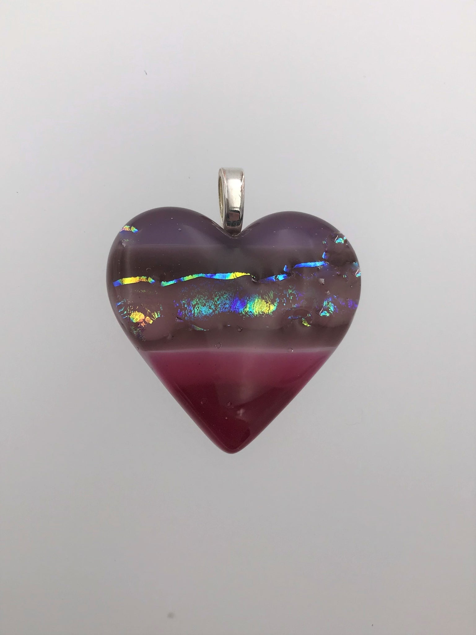 Pink and Mauve Heart Pendant - 1008