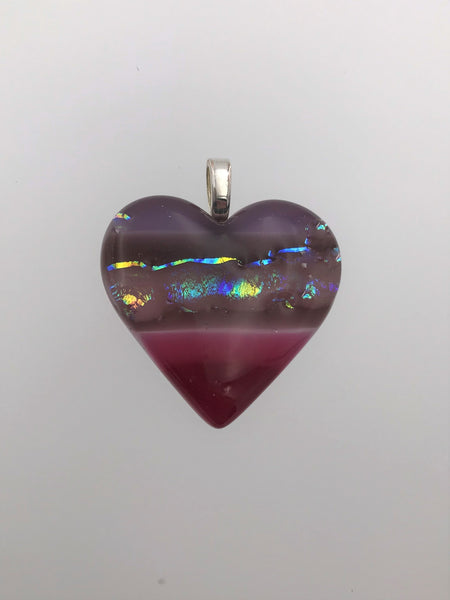 Pink and Mauve Heart Pendant - 1008