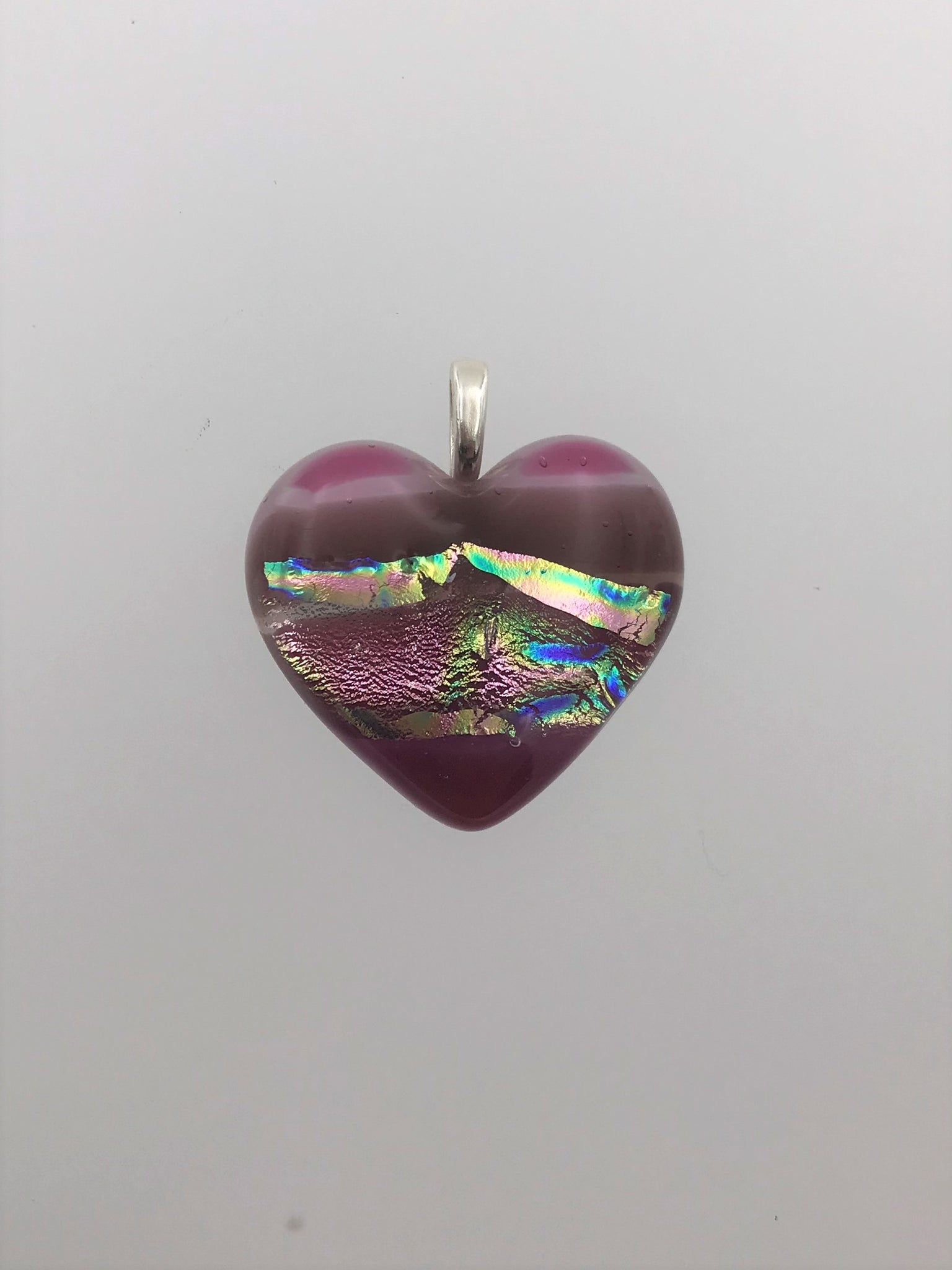 Pink and Mauve Heart Pendant -1010
