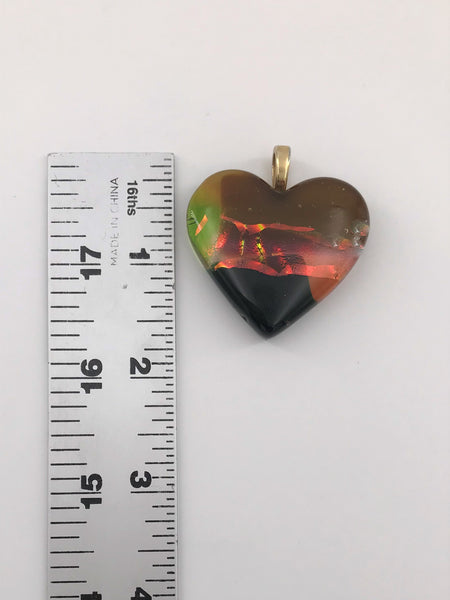 Green and Brown Heart Pendant - 1006
