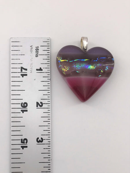 Pink and Mauve Heart Pendant - 1008