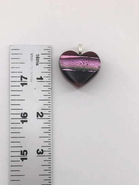 Mauve and Pink Heart Pendant - 1013